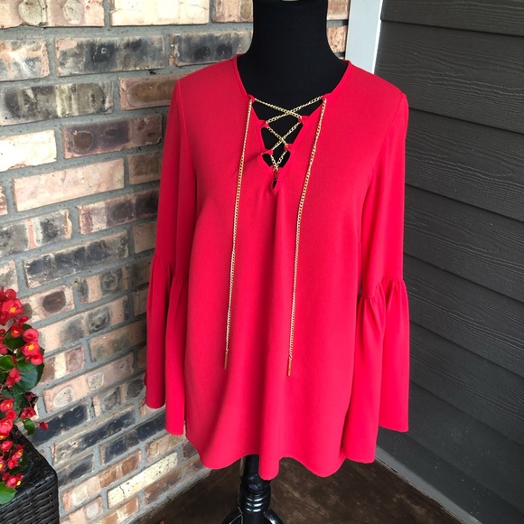 Michael Kors Tops - 🔥Michael Kors coral red chain top size S NWT
